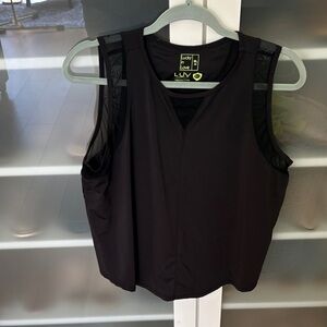 Lucky in Love Black Chill-Out Tank with Mesh Trim - XL